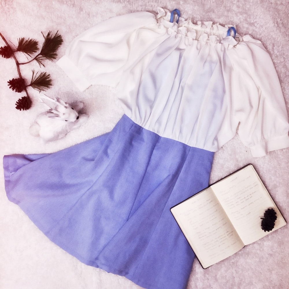 Sky Blue Off-Shoulder Dress
